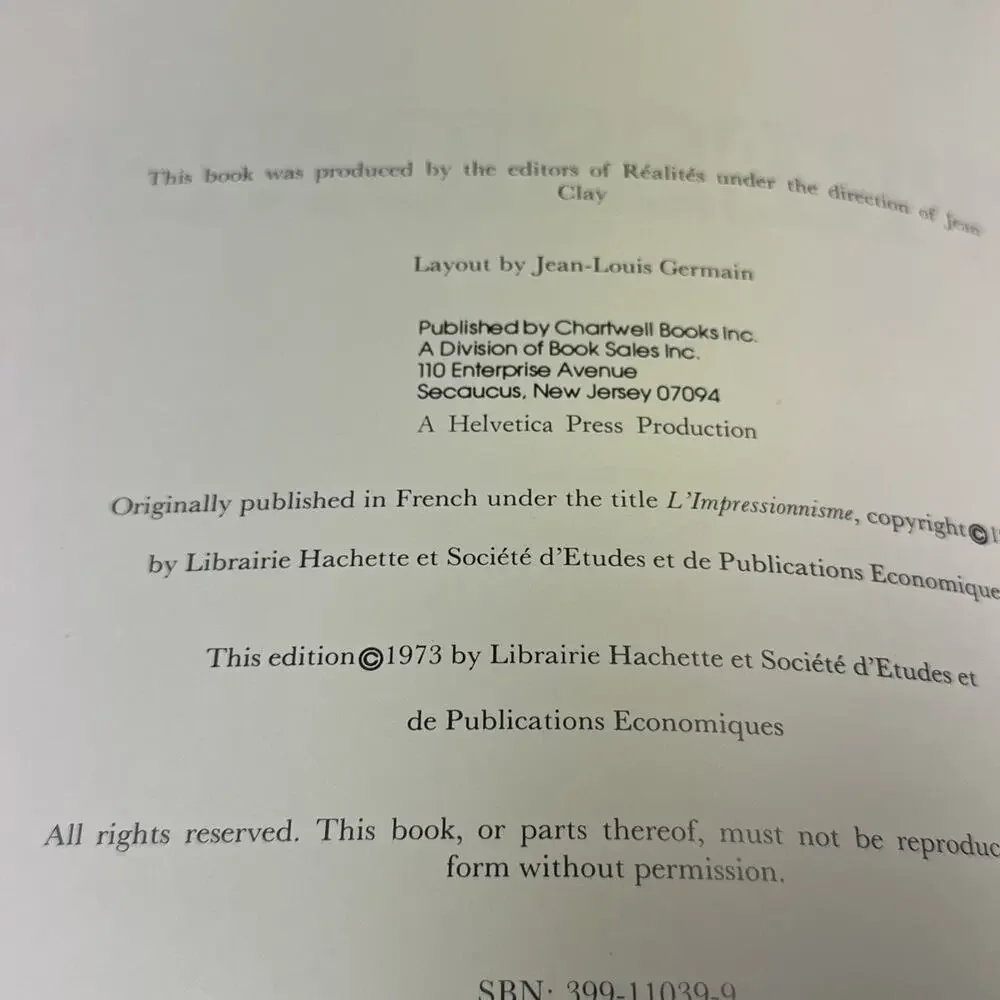Impressionism By The Editors Of Realites Preface By Rene Huyghe 1973 HC W/‎ DJ
